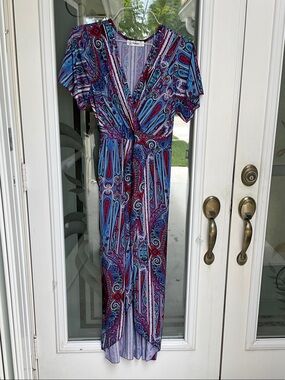 Lapogee Multi-Color Paisley V-Neck Dress